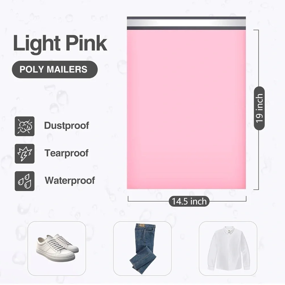 Pink Polymailer Bags Set of 10 Large Size 14.5x19in